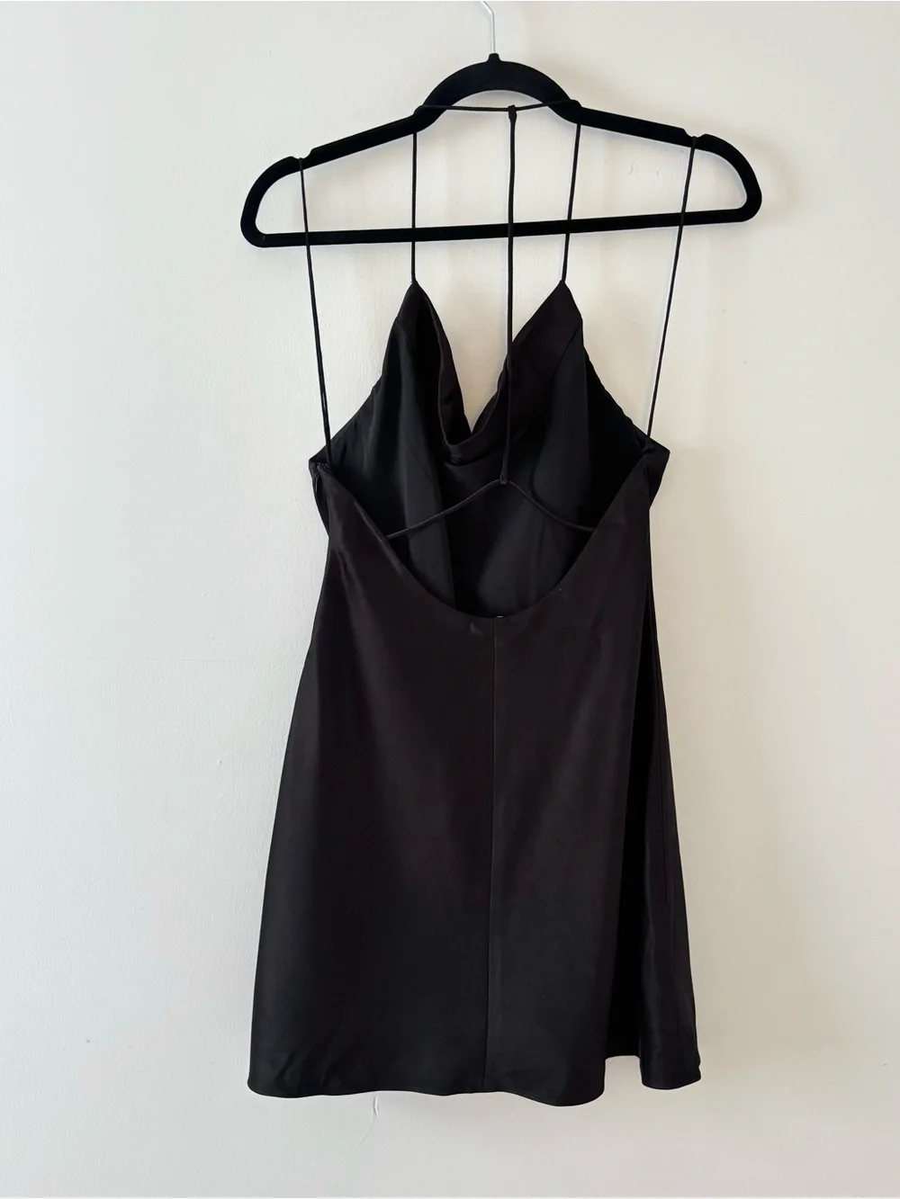 Alice + Olivia Harmony Mini Slip Dress Cowl Neck Sleeveless Lined Formal Black - Picture 6 of 8